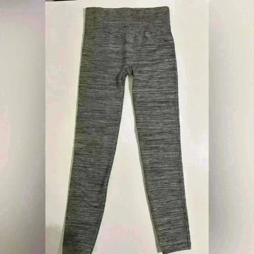 One50ne Fleece Lined High Waisted Marled Pattern Gray Leggings